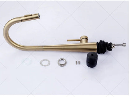 New Modern Design Brushed Gold Finish Touch Kitchen Faucet Pull Out Spray