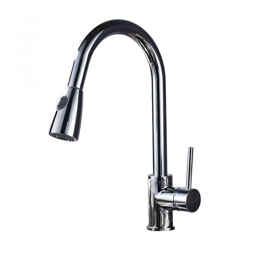 Pull Out Spray Mixer Tap Deck Mounted Kitchen Sink Faucet   3