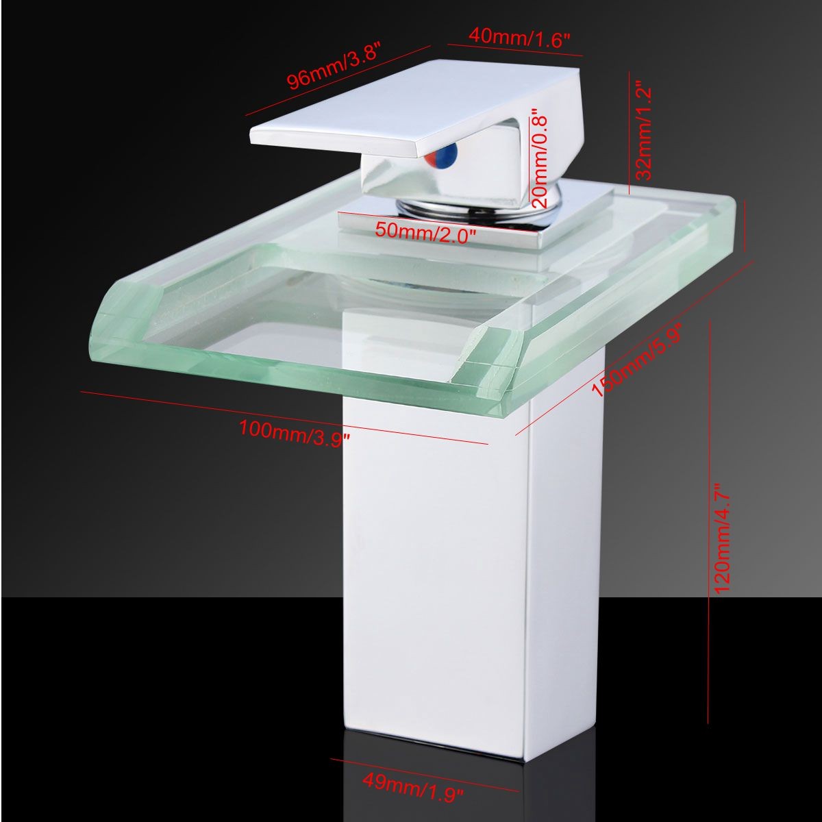 Juno 8" Widespread Single Handle Chrome Finish Color Changing LED Waterfall Bathroom Sink Faucet