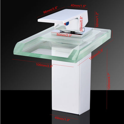 Juno 8" Widespread Single Handle Chrome Finish Color Changing LED Waterfall Bathroom Sink Faucet