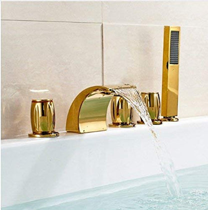 Juno Wall Mounted Brushed Nickel Bathtub Shower Faucet Mixer Tap With Hand Held Shower