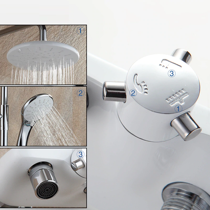 Juno Sleek Rain Polished Chrome Wall Shower Mixer & Shower Faucet With Handheld Shower