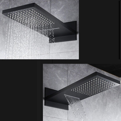 Juno Matte Black Thermostatic Rainfall Waterfall Shower Faucet With Slide Bar