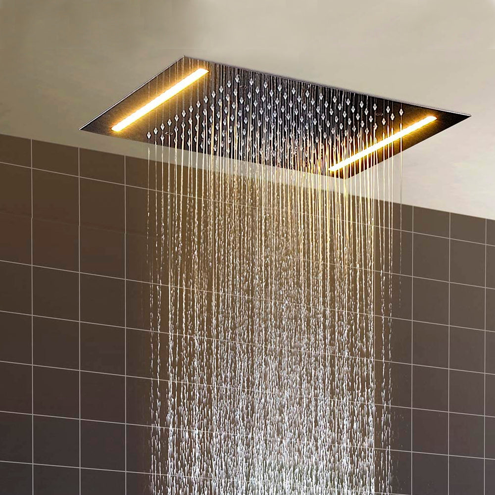 20X14" Waterfall Rainfall Embedded Ceiling Mount LED Shower Head