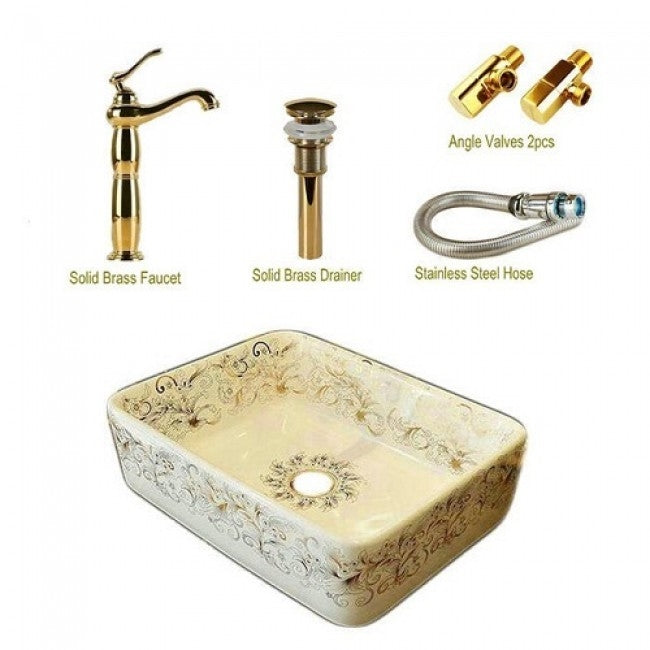 Las Vegas Porcelain Artistic Rectangular Counter-top Ceramic Bathroom Sink