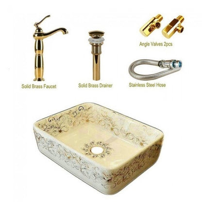 Las Vegas Porcelain Artistic Rectangular Counter-top Ceramic Bathroom Sink