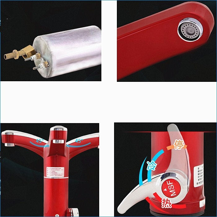 Red Chrome Deck Mounted Electric Single Handle Bathroom Faucet