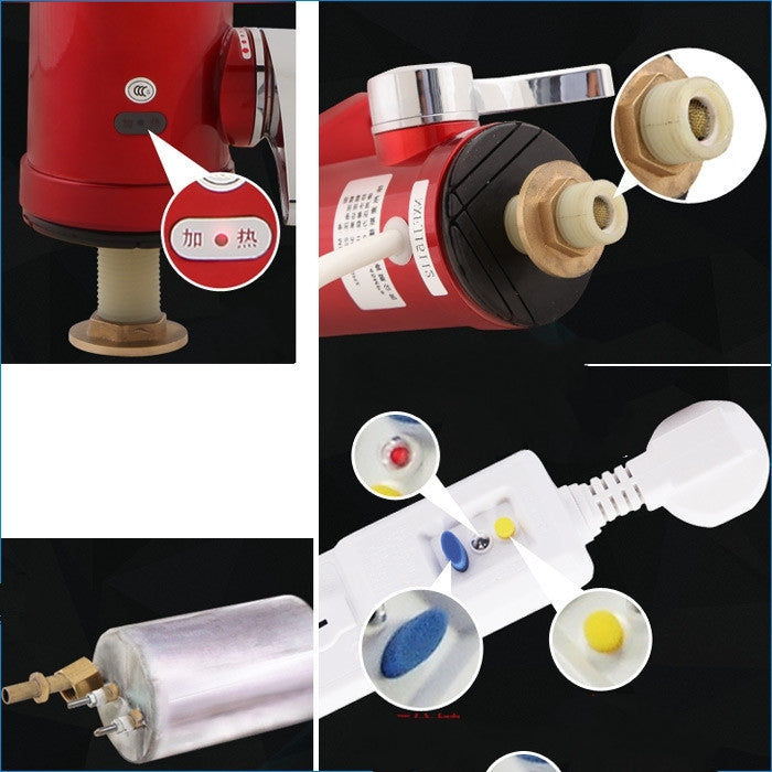 Red Chrome Deck Mounted Electric Single Handle Bathroom Faucet