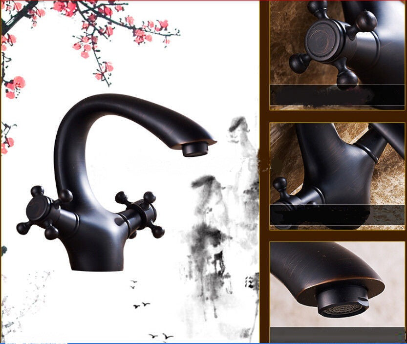 Juno Black Dual Handle Bathroom Faucet in Oil Rubbed Bronze