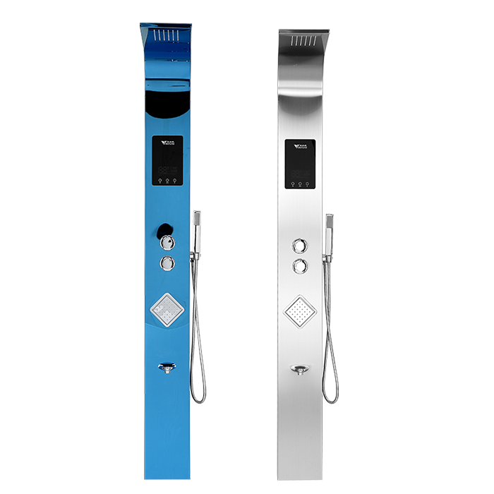 Juno Commercials Wall Mount Dual Handle Polished Shower Panel With High Pressure Body & Hand Shower