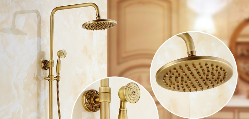 Juno Roman Brass Shower Head and Hose With Hand Held Shower and Tub Spout