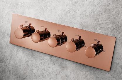 5 Knobs Rose Gold Music Shower Systems LED Light Remote Control