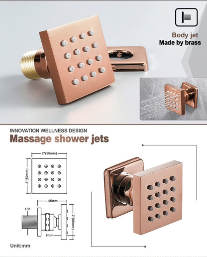 5 Knobs Rose Gold Music Shower Systems LED Light Remote Control