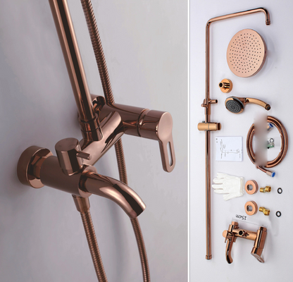 Juno Smart Round Gold Wall Mount Bathroom Shower Head with Hand Held Shower