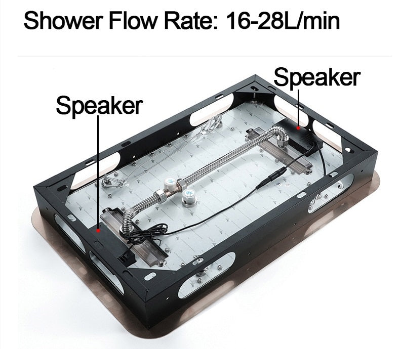 5 Knobs Rose Gold Music Shower Systems LED Light Remote Control