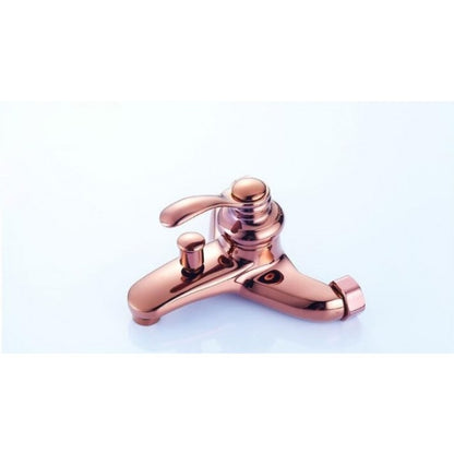 Juno Rose Gold Polished Single Handle Wall Installation Bathtub Faucet with Handheld Shower