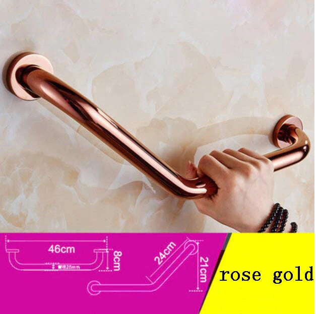 Juno Luxury Safety Bar Armrest Polished Brass Bathroom Handrail Without Soap Dish