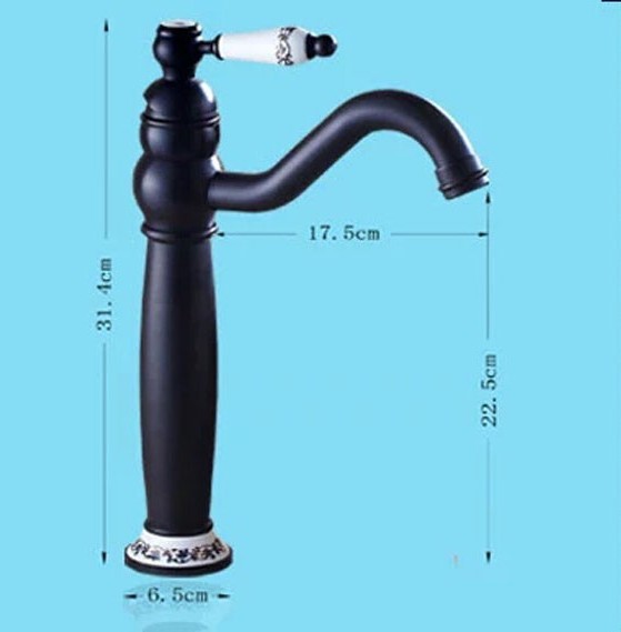 Rotation Neck Dark Oil Rubbed Bronze Deck Mount Bathroom Vessel Sink Faucet