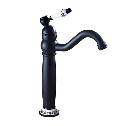 Rotation Neck Dark Oil Rubbed Bronze Deck Mount Bathroom Vessel Sink Faucet