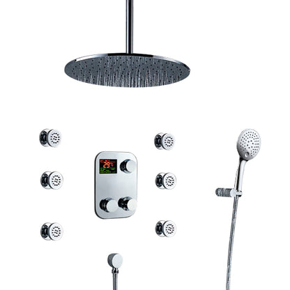 Round Digital Massage Shower Faucet Large Shower Head