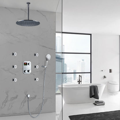 Round Digital Massage Shower Faucet Large Shower Head