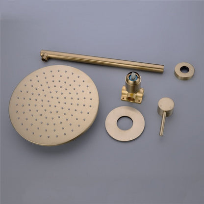 Round Gold Wall Mounted Single Handle Bathroom Shower 