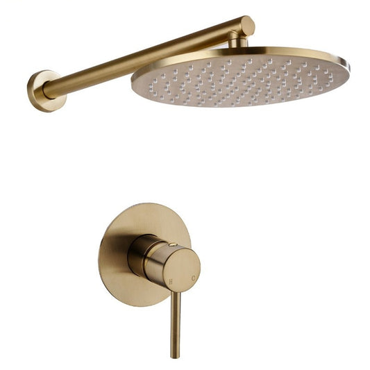 Round Gold Wall Mounted Single Handle Bathroom Shower 