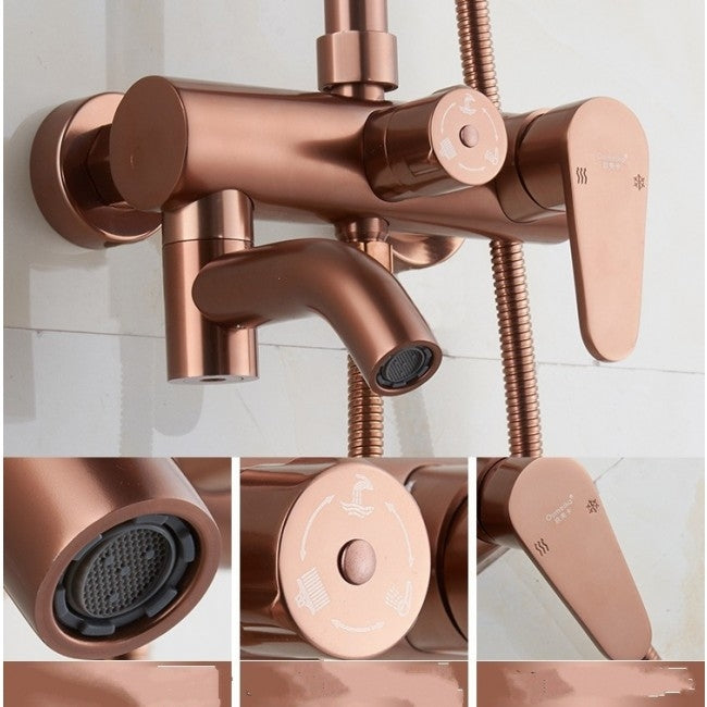 Round Luxury Gold 8 Inches Bathroom Shower with Handheld Shower