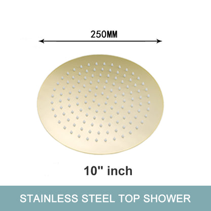 Juno Commercials Ceiling & Wall Mount Brushed Gold Luxury Shower Head & Arm