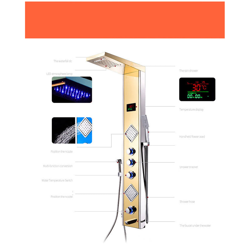 Maceió Bathroom LED Shower Faucet Panel With Thermostatic Massage Jets
