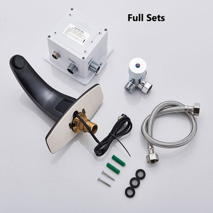 black sensor faucet for bathroom with accessories