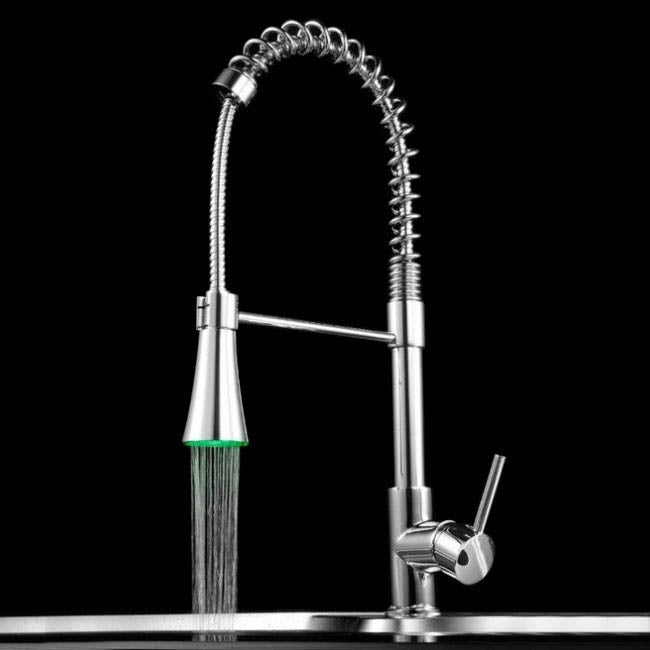 Sharp Spout Pull-Out LED Kitchen Faucet