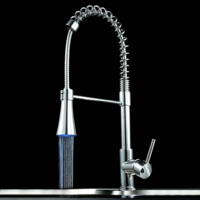 Sharp Spout Pull-Out LED Kitchen Faucet