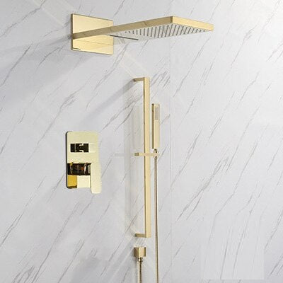 Juno Polished Gold Thermostatic Rain Shower Faucet Set