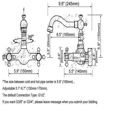 Juno Contemporary Black Brass Short Swivel Wall Mount Dual Cross Handles Kitchen Sink Faucet