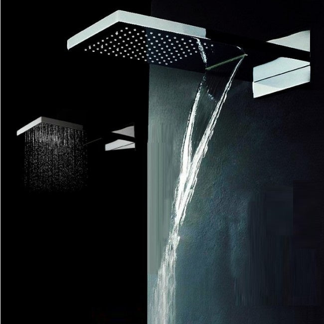Waterfall Rainfall Wall Mount Chrome Polished Brass Shower Head