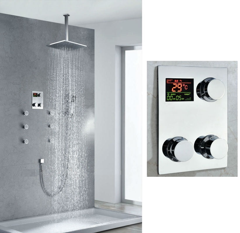 Thermostatic Digital Display Bathroom Rain Showerhead Set