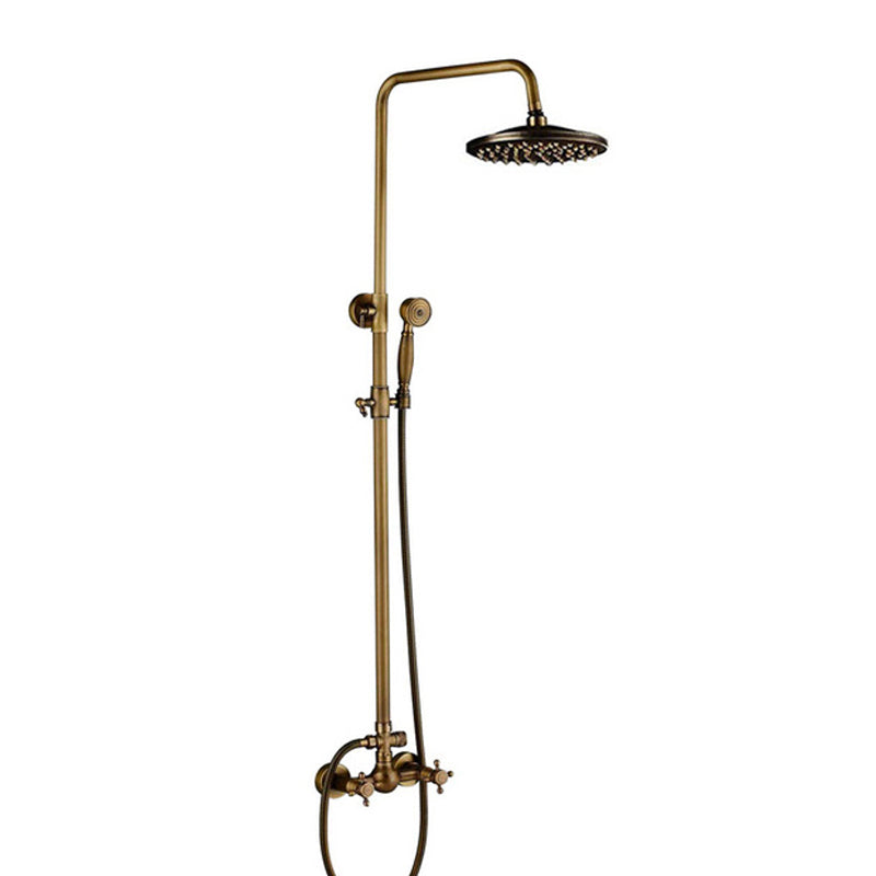 Polished Brass Dual Shower Head With Hand Held Bathtub Shower Set
