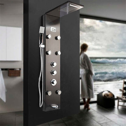 New Juno Spa Wall Shower Panel Waterfall Rainfall Digital Display Shower Panel