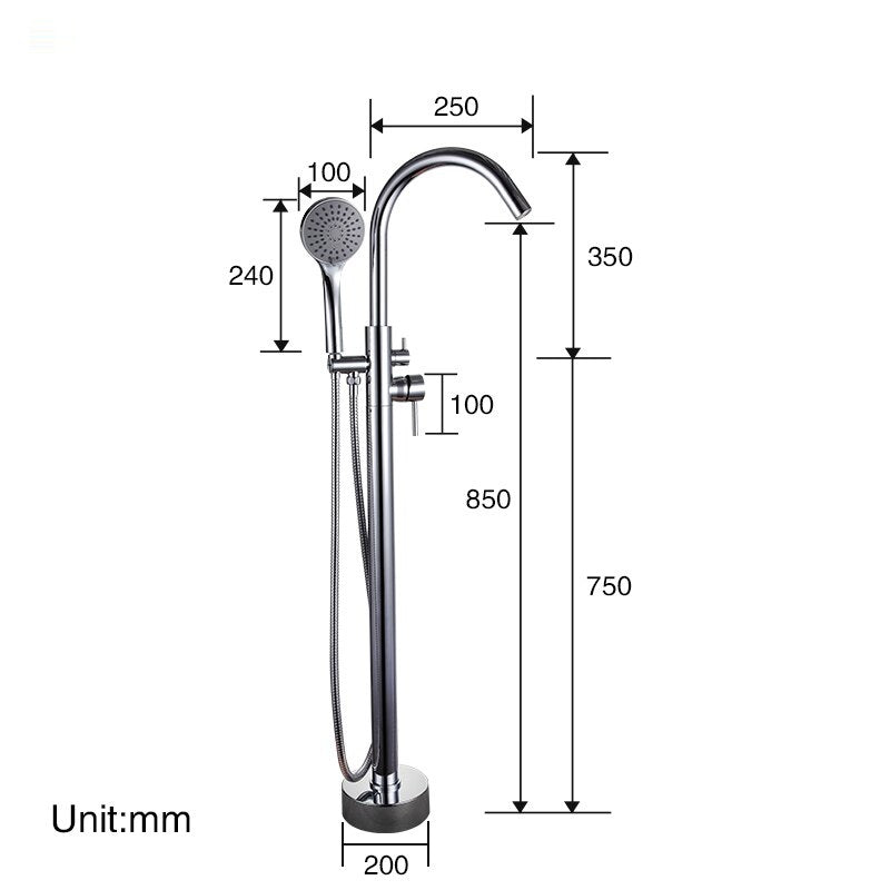 Juno freestanding chrome bathtub shower faucet