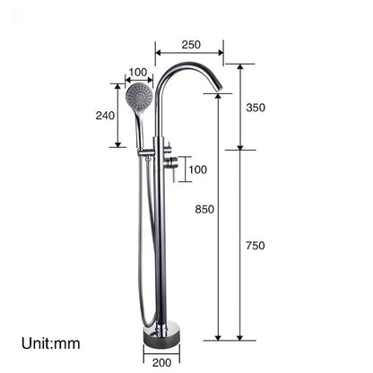 Juno freestanding chrome bathtub shower faucet