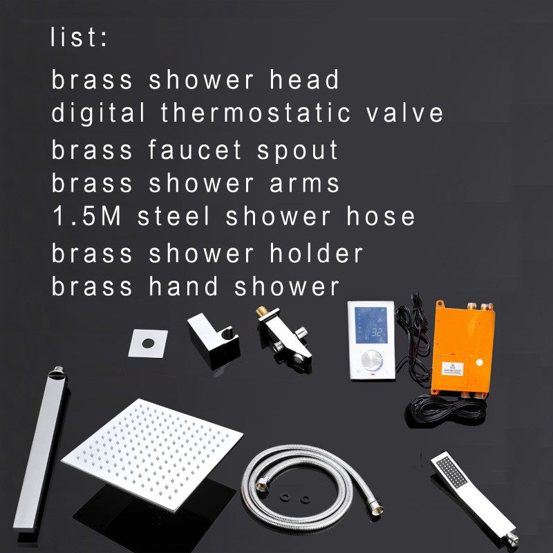 New Digital Display 12 inch Square Romantic Rain Shower