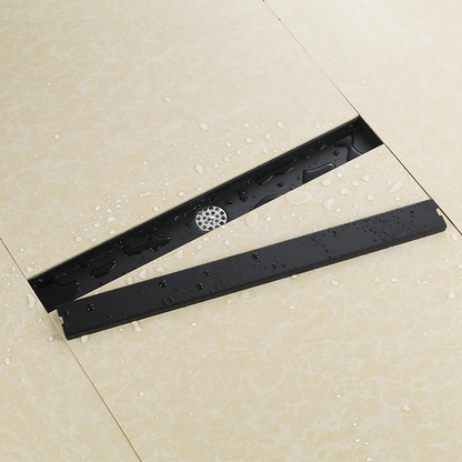 Black Linear Shower Drain 23 inch Rectangle Stainless Steel Floor Drain