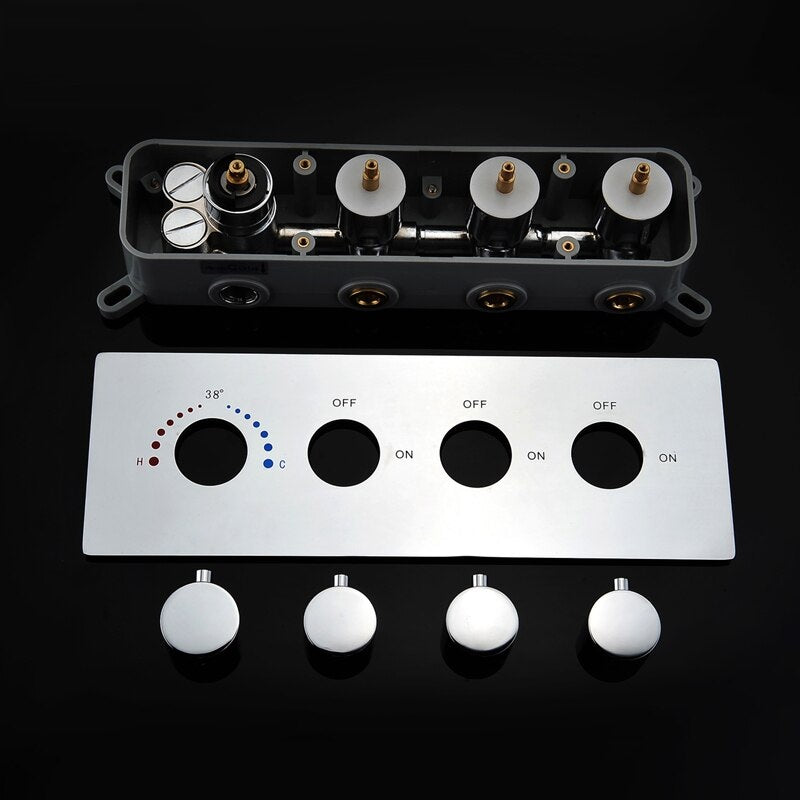 JUNO 20 Inches Round LED Concealed Embedded in Wall Thermostatic Shower with Mixer Valve & Handheld Shower