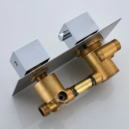 Dual Handle Rainfall Bath Shower Mixers Thermostatic Shower Set