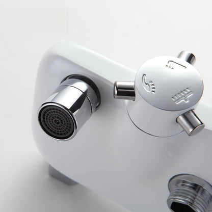 Juno Modern White & Chrome Adjustable Shower Bar with Single Handle 3 Way Shower Mixer Faucet Set