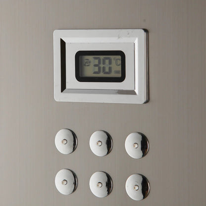 Juno Wall-Mounted Brushed Gold 4-Function Shower Panel with Rainfall, Waterfall, Body Jets & Handheld Wand