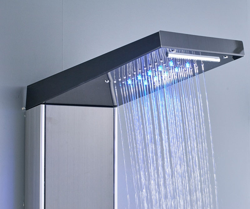 Juno Modena Stainless Steel Brushed Black Shower Panel System