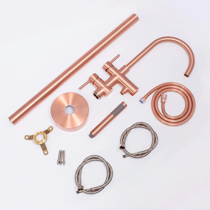 Brushed Rose Gold floor mount bathtub faucet