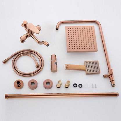 Juno Classy Rose Gold 8" Rainfall Shower Set With 3 Function Mixer Valve